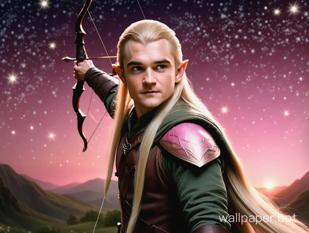 Legolas, your favorite character, starry lights, pink sunset