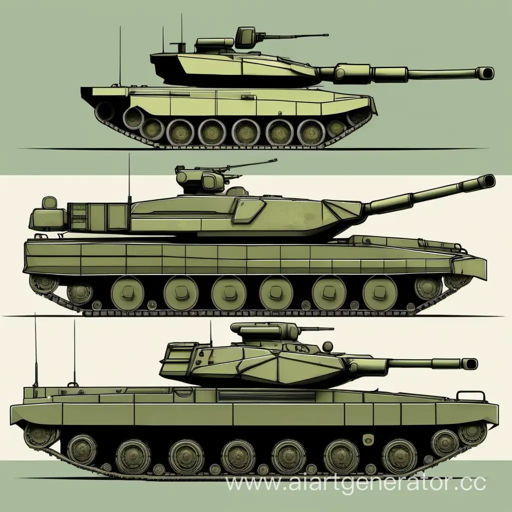 Танк Российский нарисованный современный нового поколения , 2D