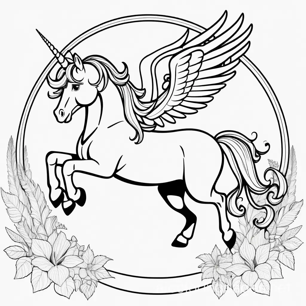 Flying-Unicorn-Coloring-Page-with-Magic-Ring-Black-and-White-Line-Art-for-Kids