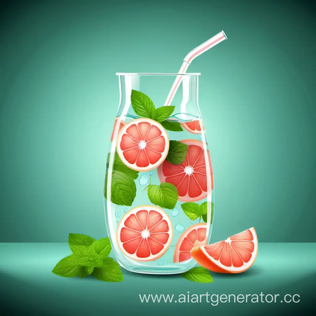 Natural infused water, Grapefruit & mint, vektor
