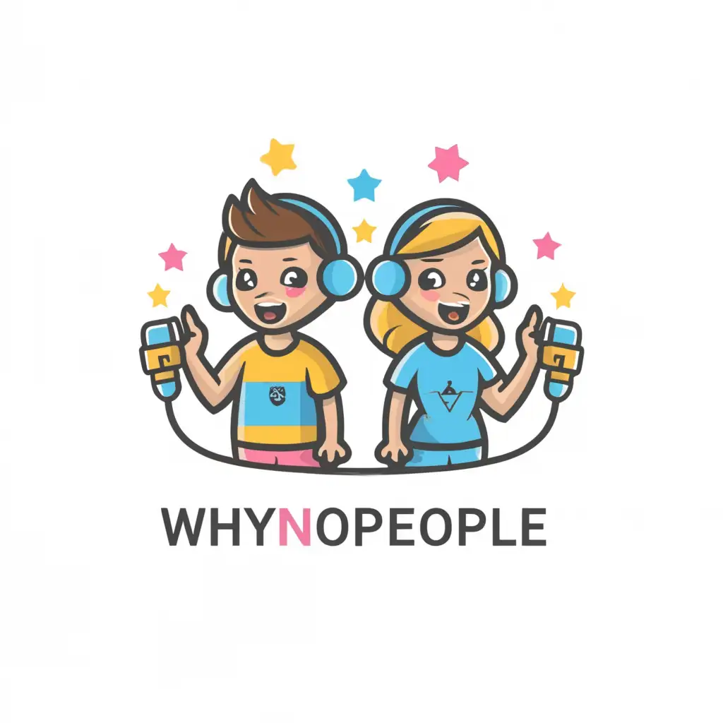 a logo design,with the text "whynopeople", main symbol:boy and girl Live video show,Moderate,clear background