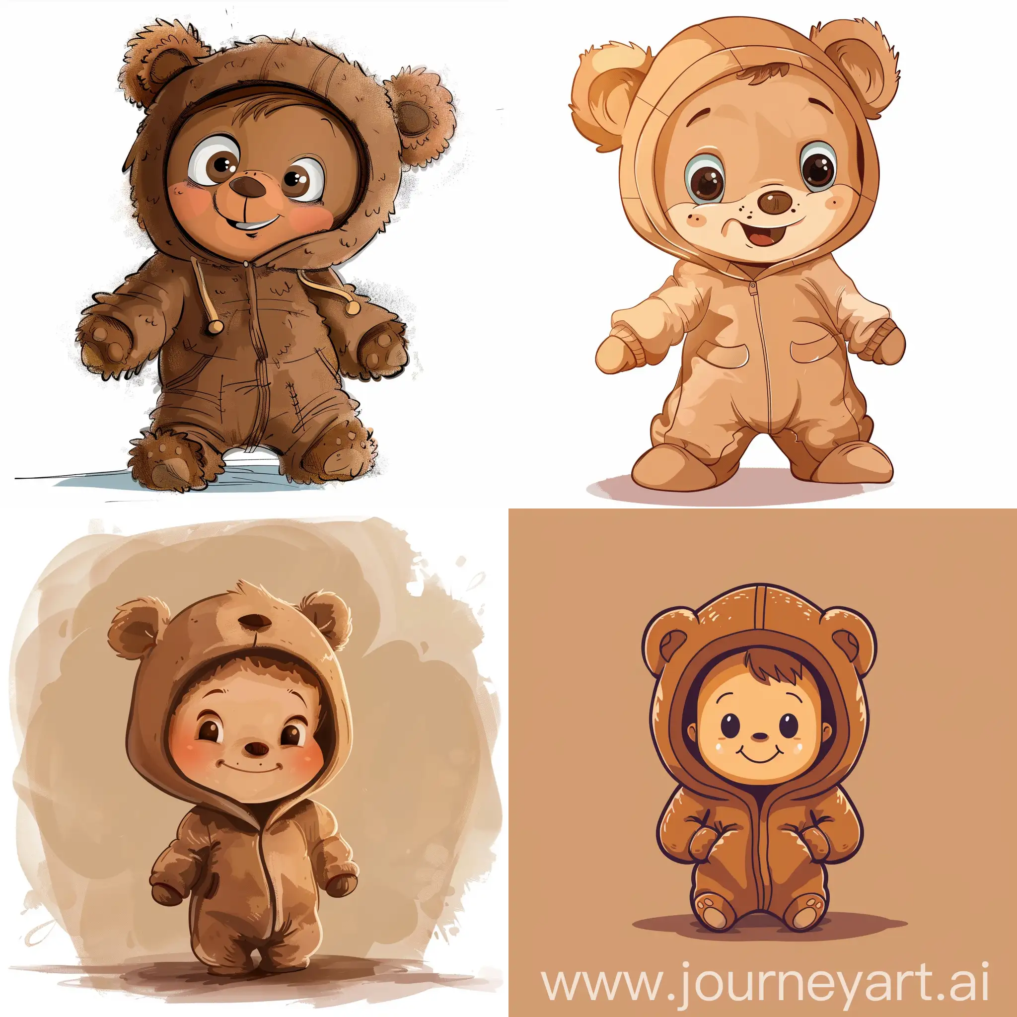 Cartoon of a baby bear in a bear suit 
