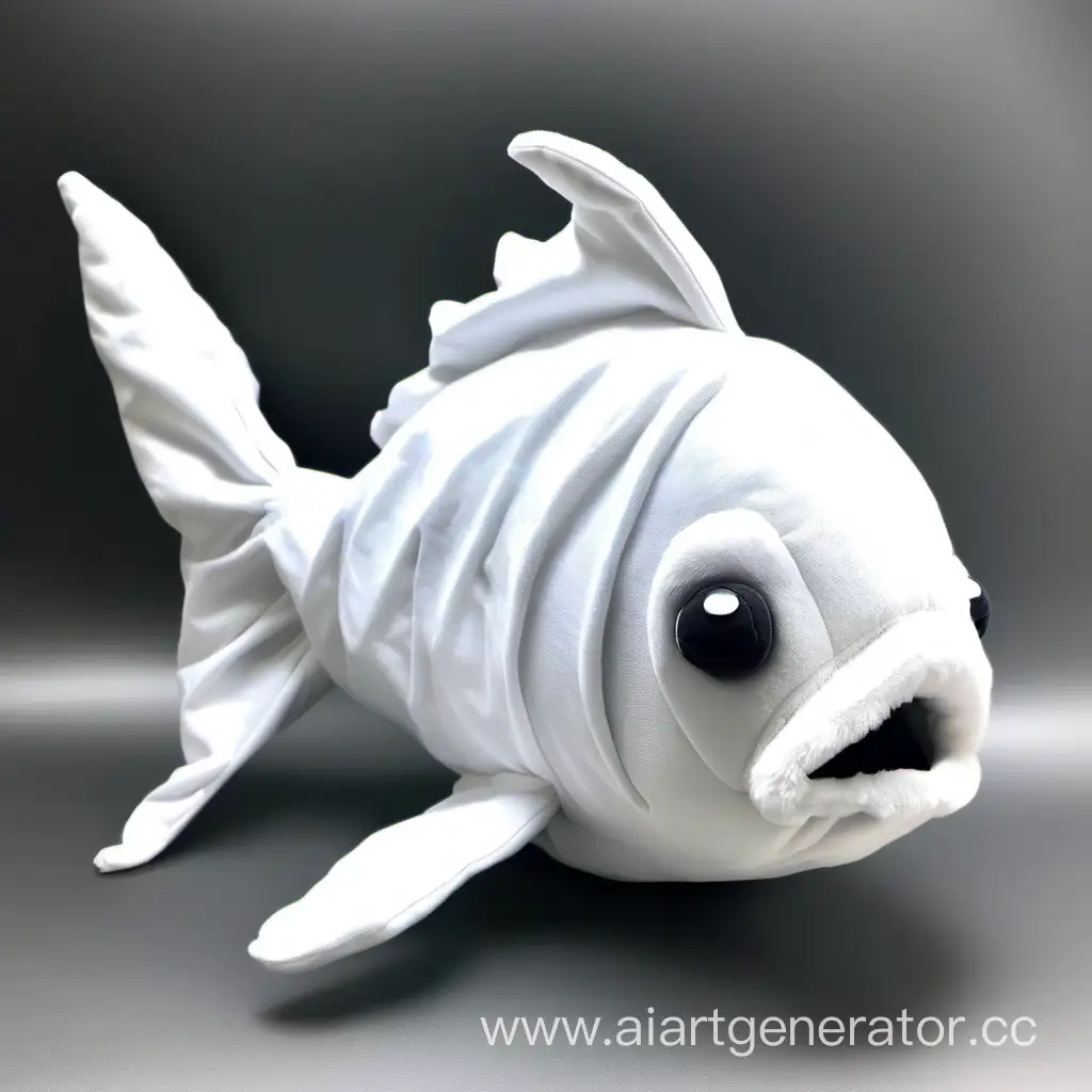 design a ghost fish plush toy with a white sheet on it