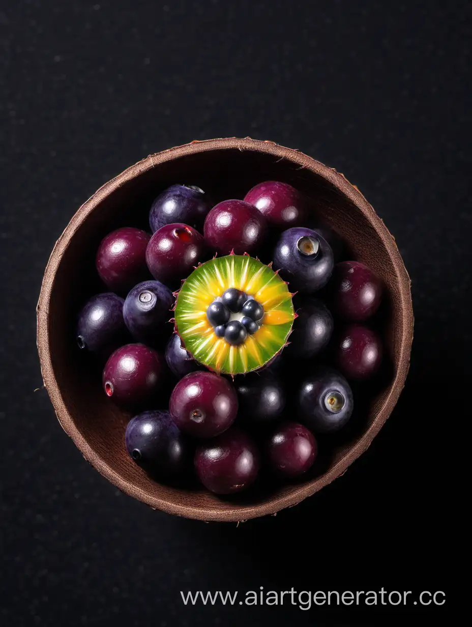 Acai FRUIT ON black background