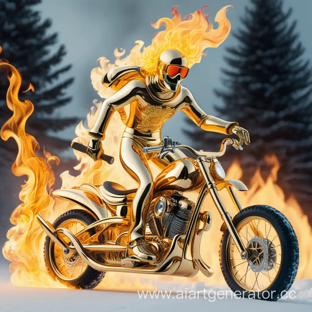 Ghostly-Rider-Skiing-with-Flaming-Head-in-Elegant-Golden-Attire