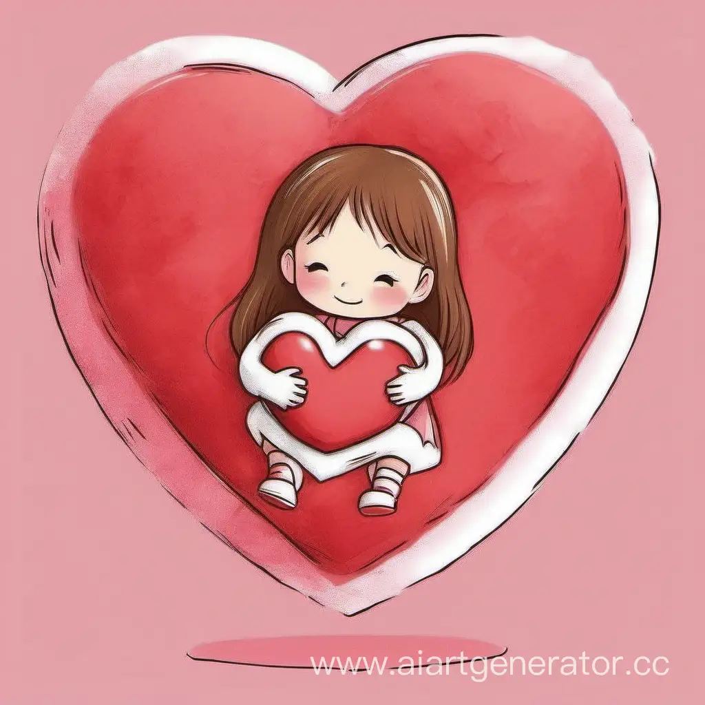 картинка девушка обнимает плюшевое сердце