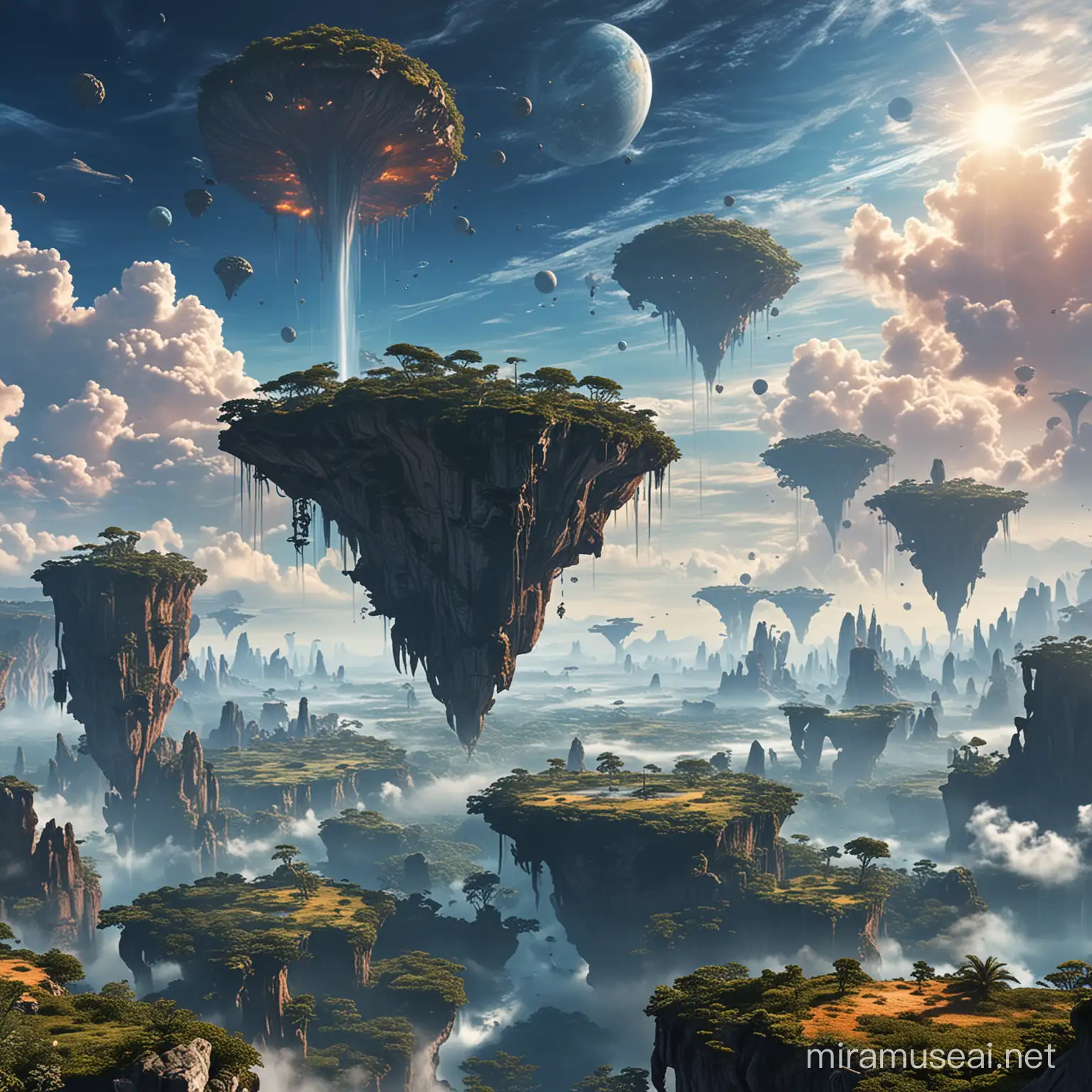 flying islands in the sky of the Pandora planet