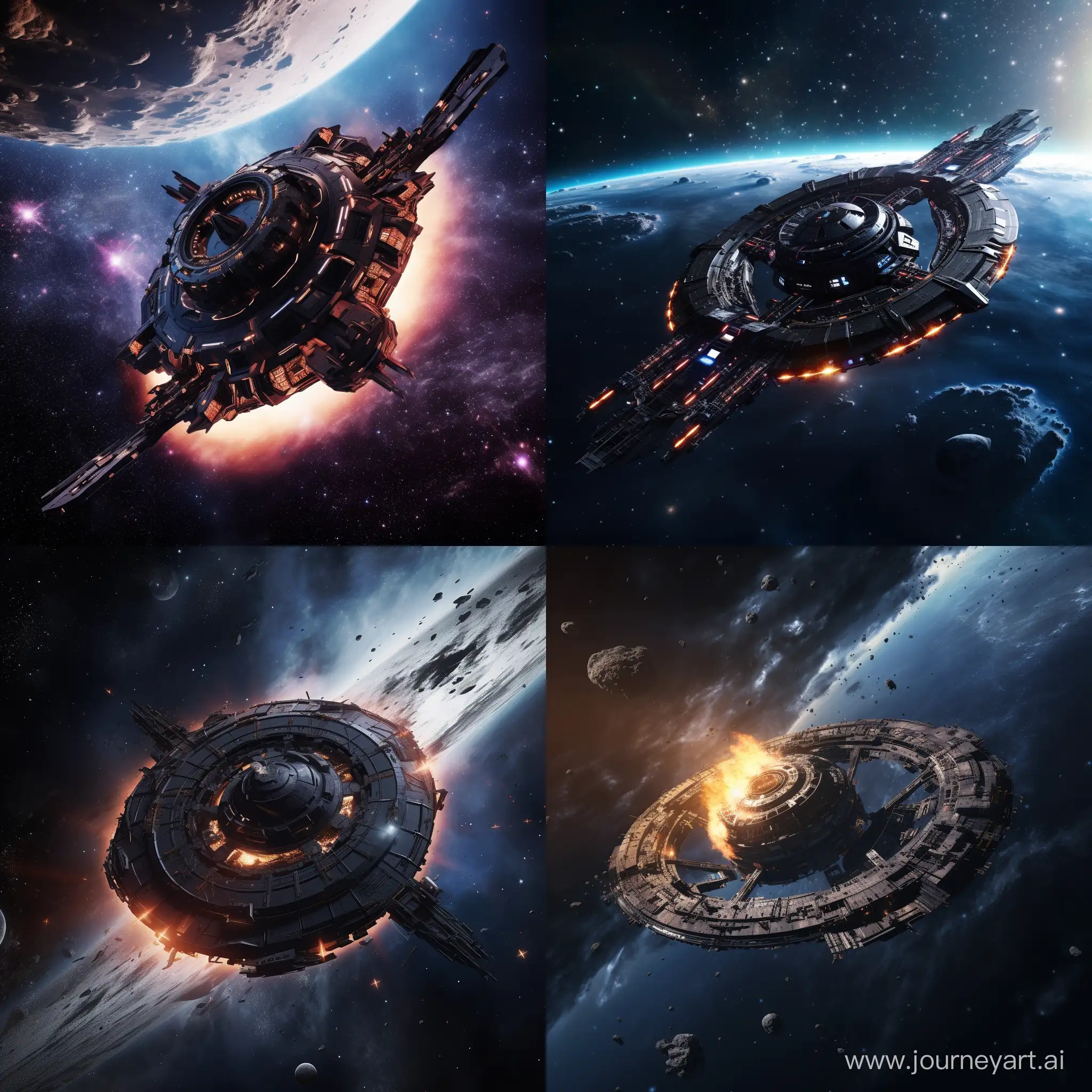 SciFi-Spaceship-Orbiting-a-Rotating-Black-Hole