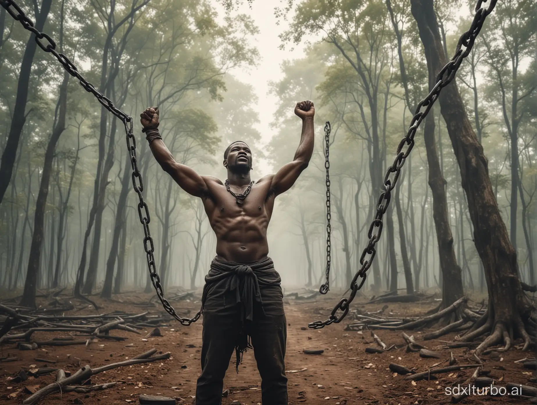 Emancipated-Black-Man-Celebrating-Freedom-in-Forest-Landscape