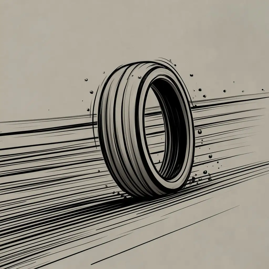 A simple sketch of a relatively thin tire that runs very fast,
