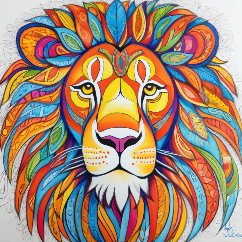 Draw a isibindi lion, bright bold colors