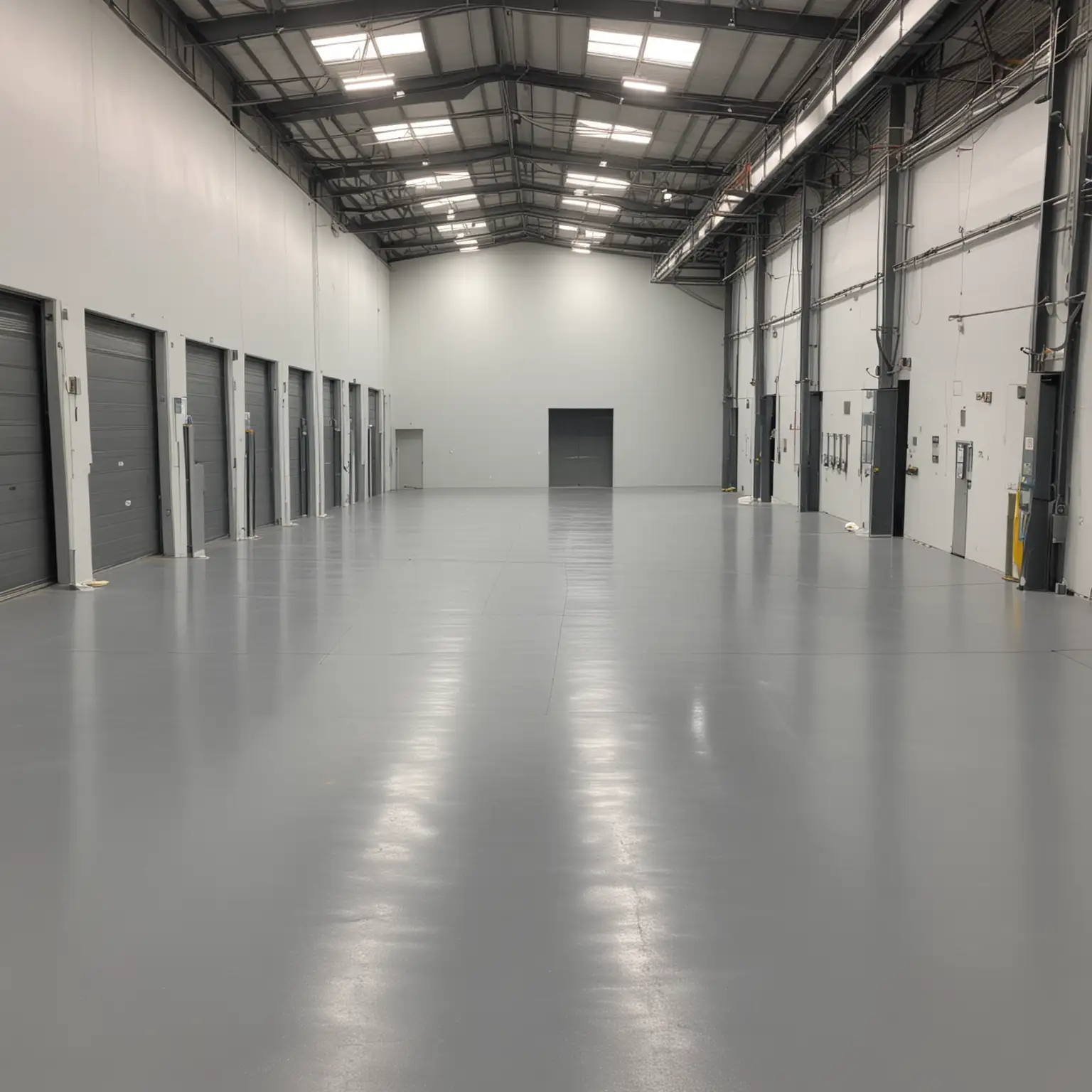 Empty Warehouse with Grey Painted Floor