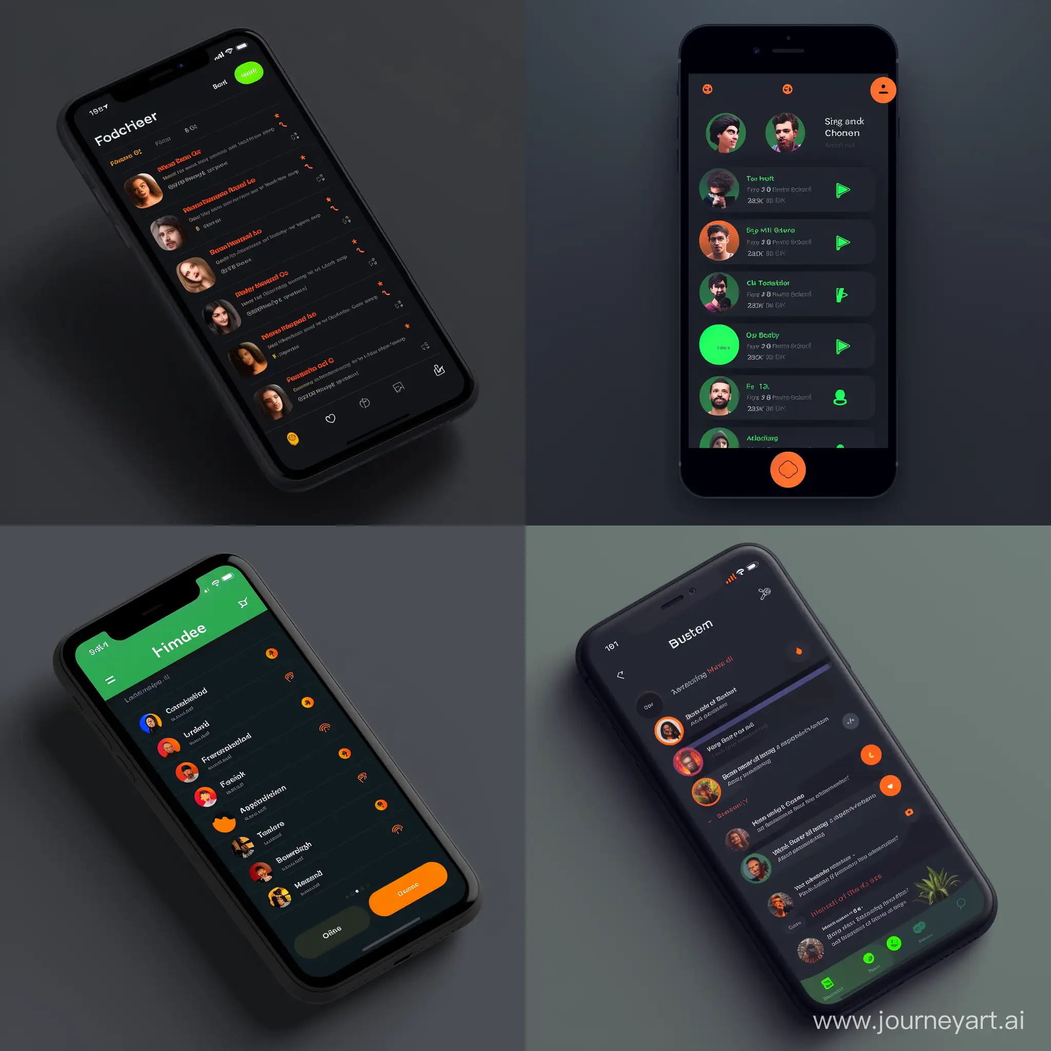 Dark-Mode-iOS-App-Modern-Friends-List-with-Green-and-Orange-Accents