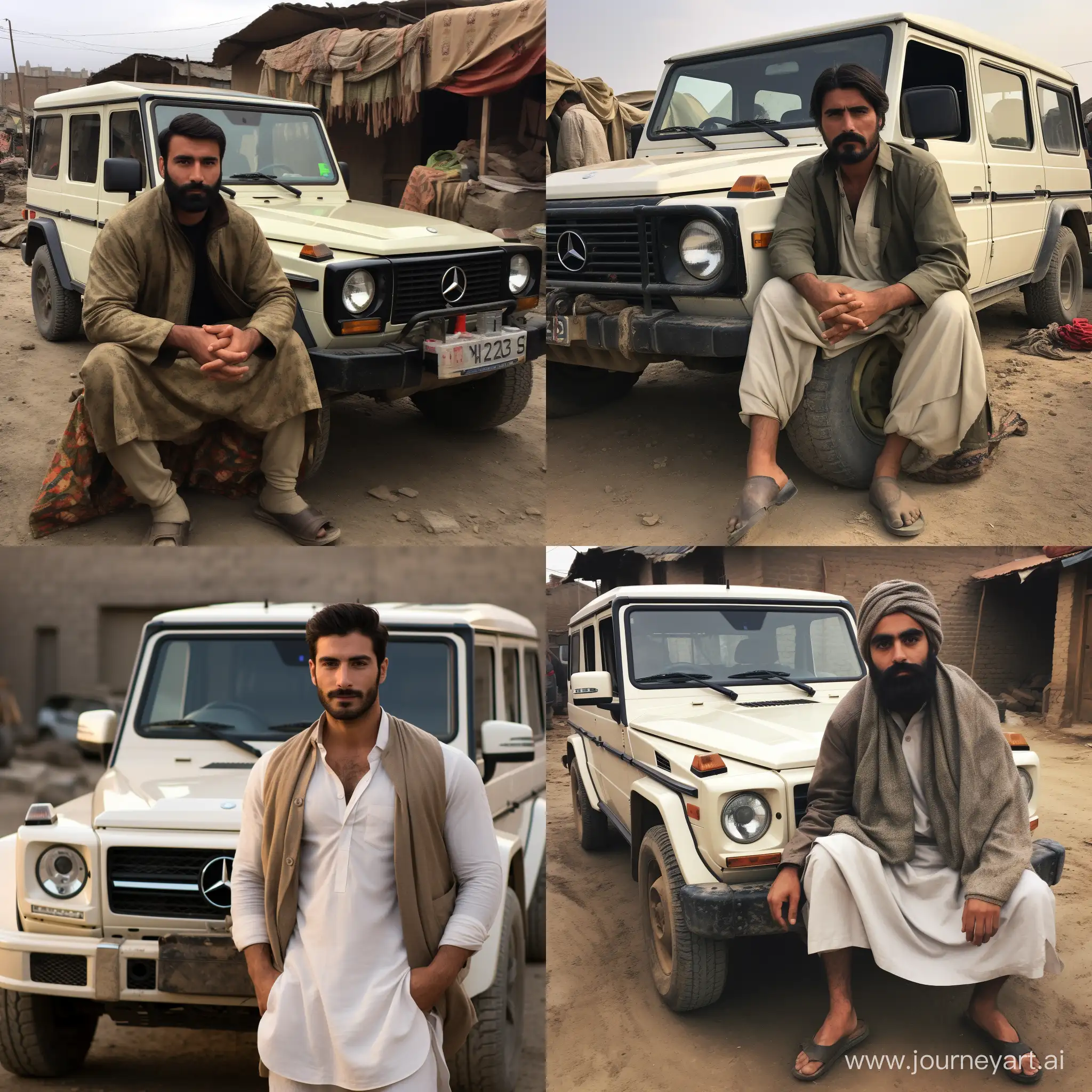 Pashtun-Man-Poses-with-Mercedes-G-Wagon-and-Personalized-License-Plate