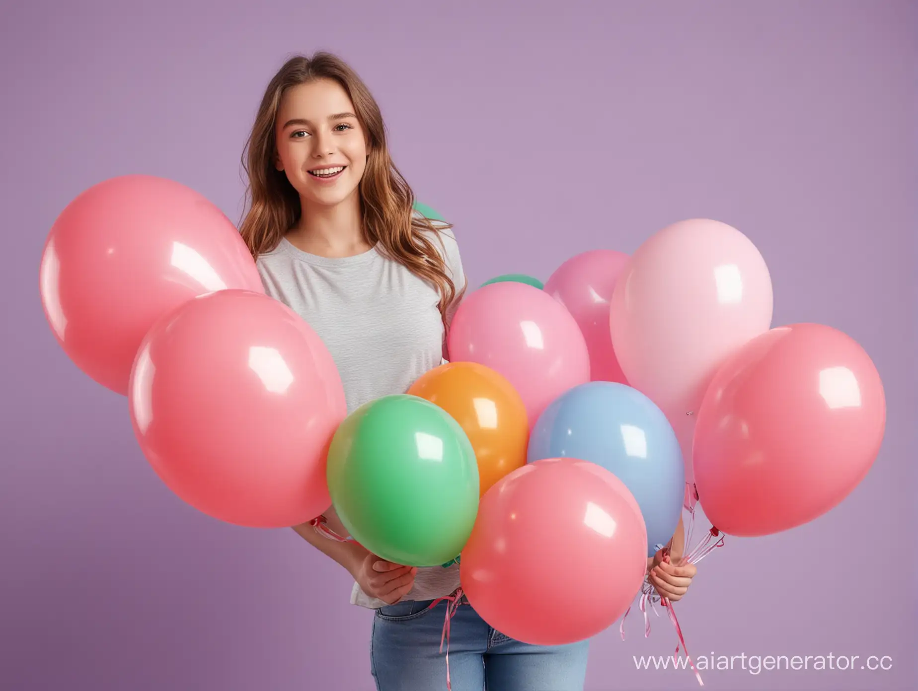Реклама. Весенняя акция на надувные шары с счастливой девушкой