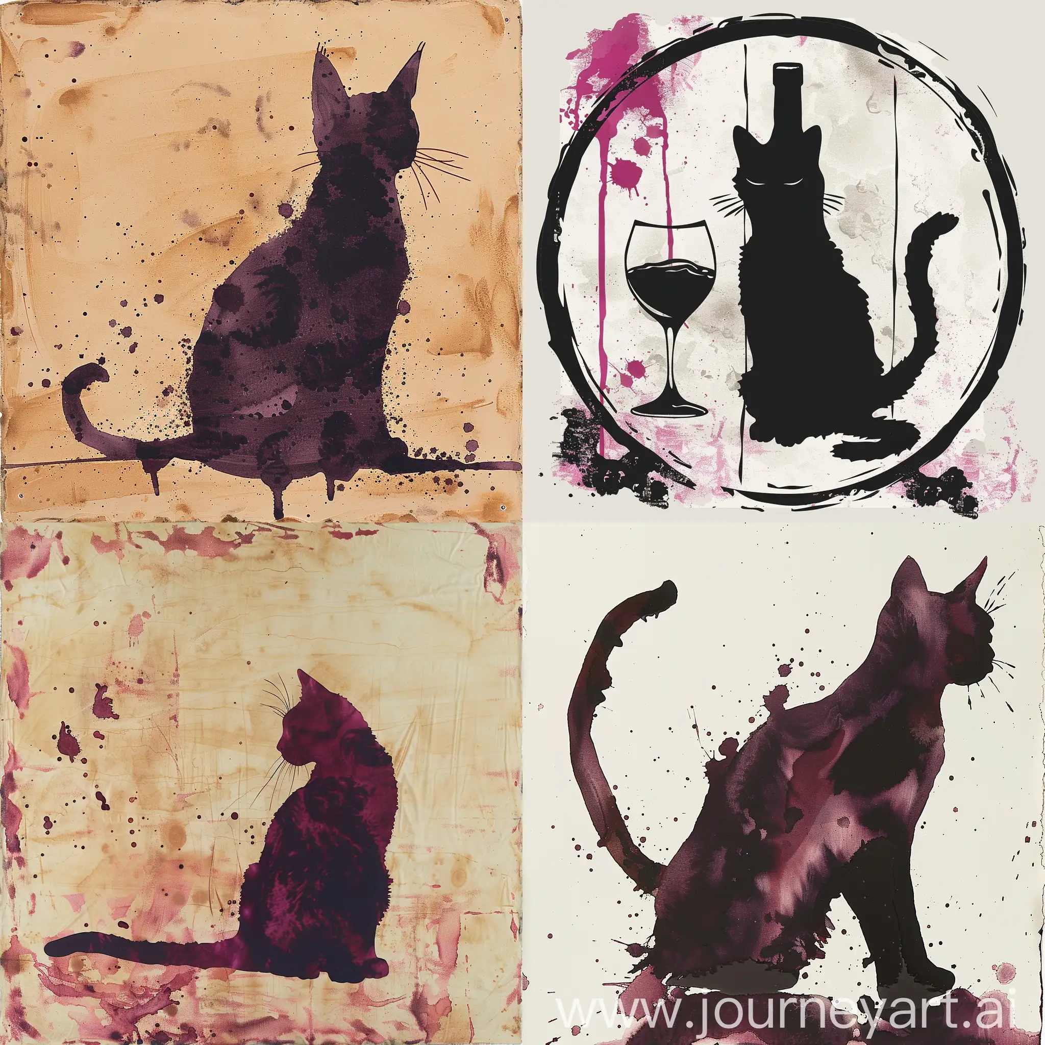 cat silhouette wine stain