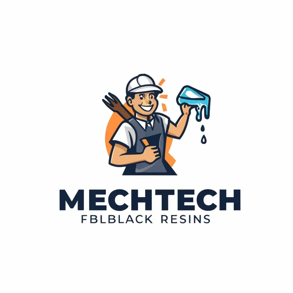a logo design,with the text "Mech Tech", main symbol:painter guy with fiber glass resin smiling,complex,be used in Medical Dental industry,clear background