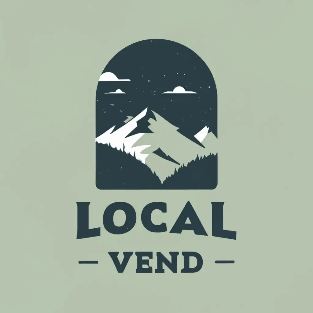 logo, Mountain background 
Simple 
1 color
Masculine, with the text "Local Vend", typography, be used in Retail industry