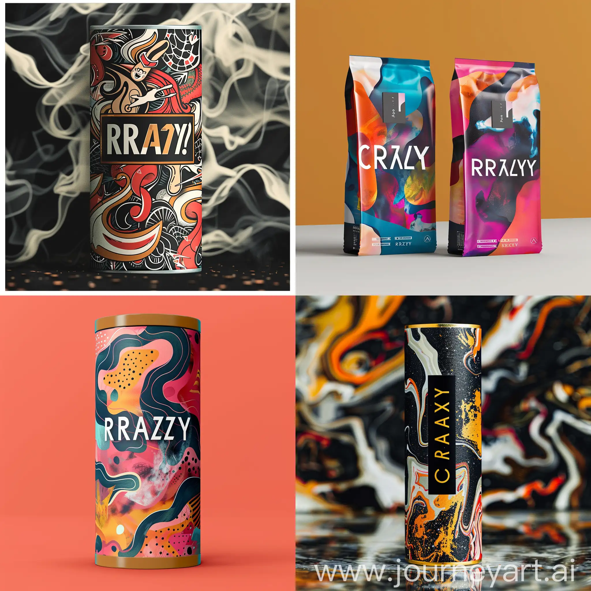 Snus label design with the name "CRAZY" in an abstract style