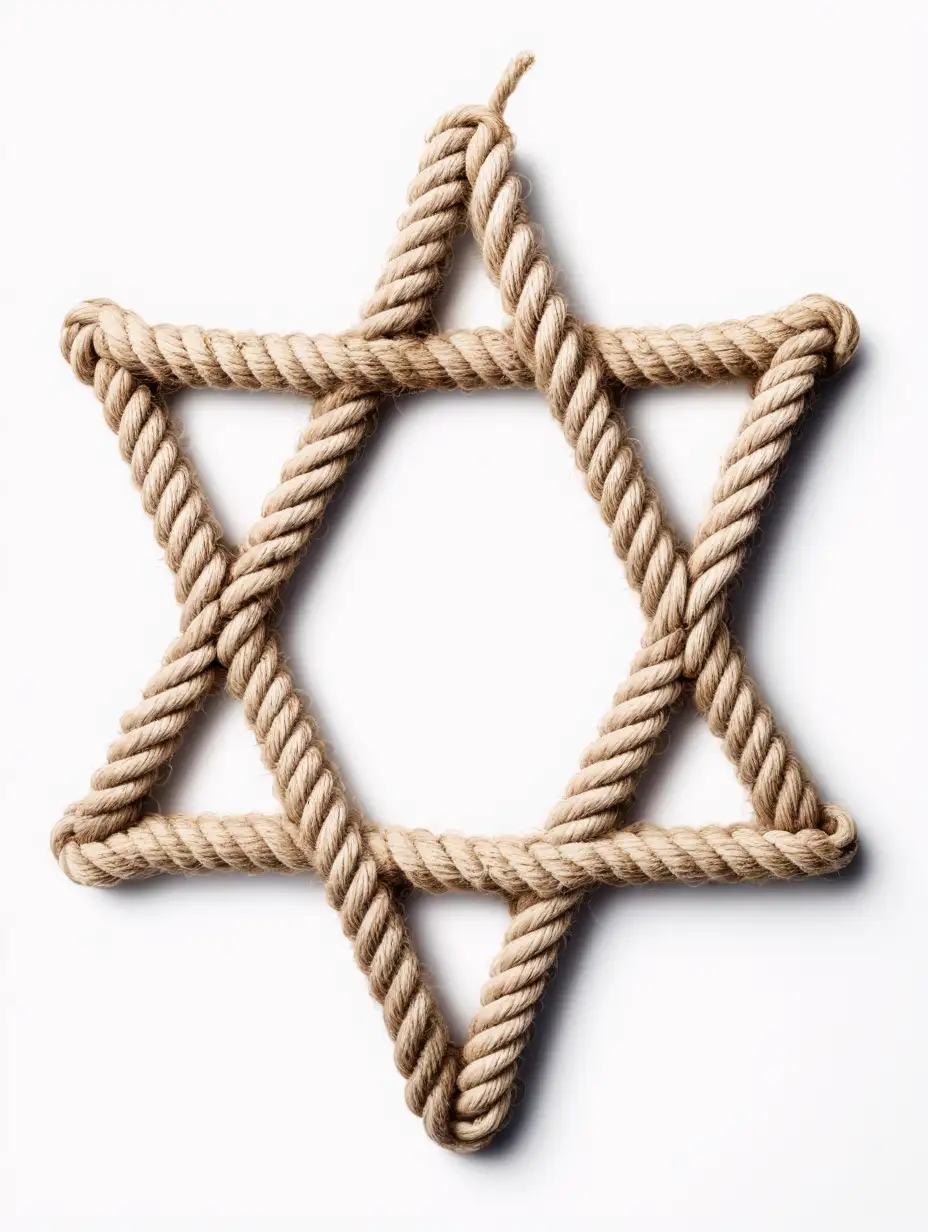 Star of David made of rope on a white background