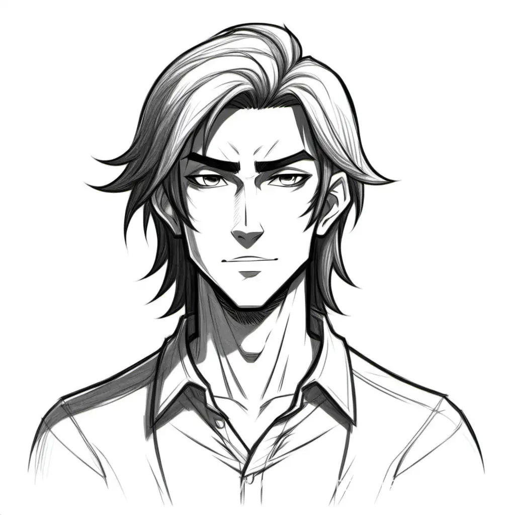 Unique-Male-Character-with-ShoulderLength-Hair-Drawing