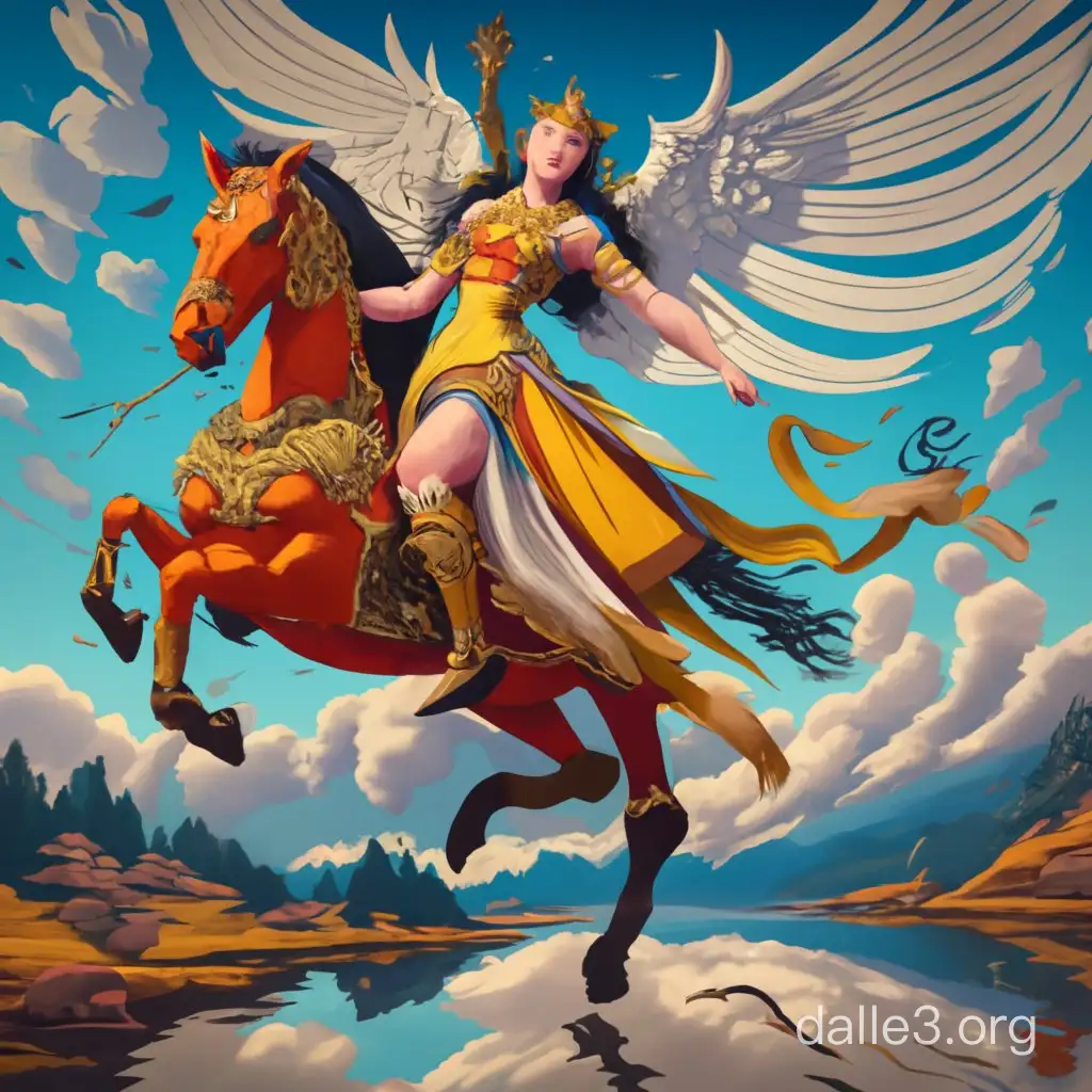 A valkyrie on a pegasus, but chinese