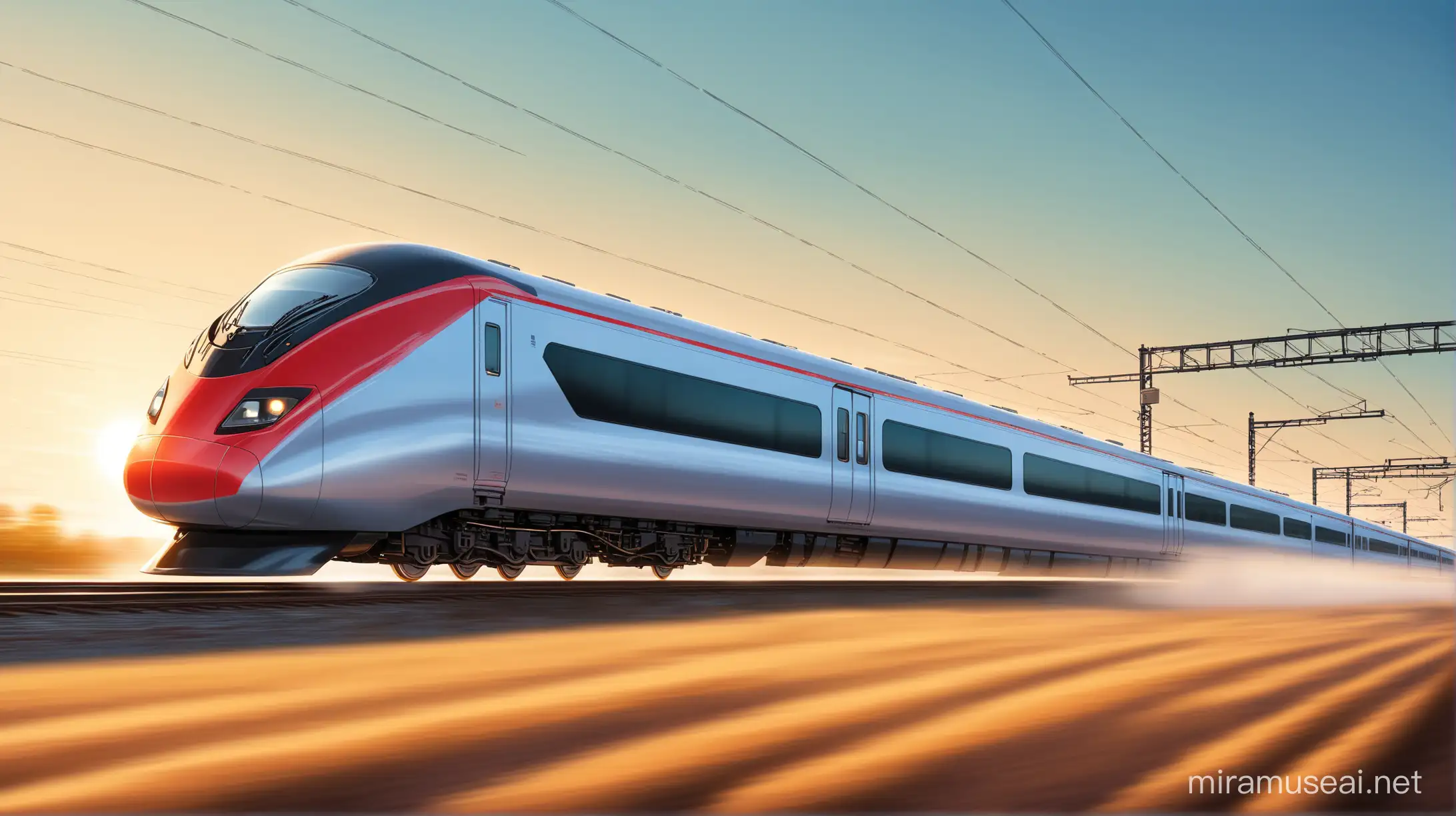Speeding Bullet Train Racing Across Urban Landscape