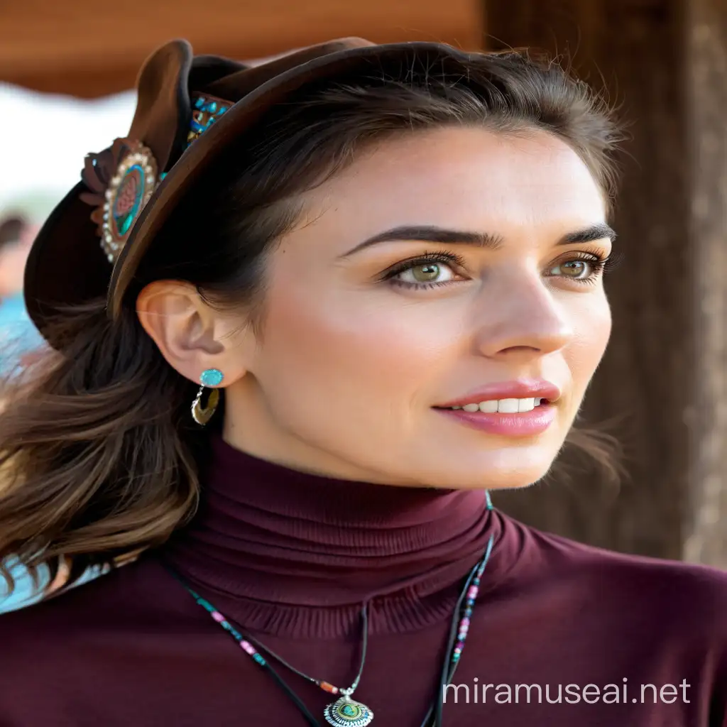 Miss Jane at a cowgirl festival, wearing pastel colored clothing, short skirts, halter top, boots