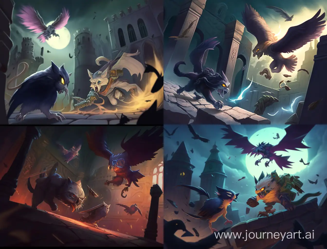 Epic-Dark-Fantasy-Battle-Rat-and-Owl-Warriors-in-Ancient-City-Ruins