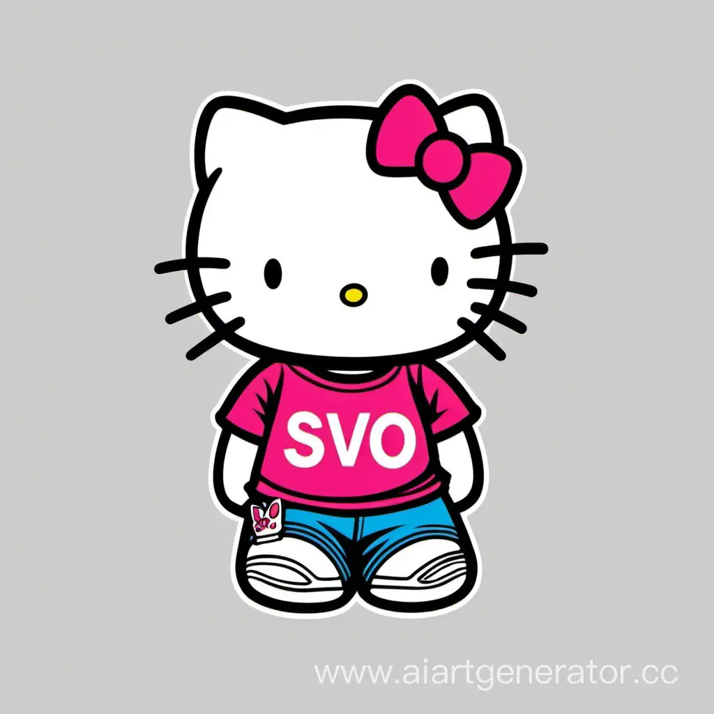hello kitty in t-shirt with title "SVO"