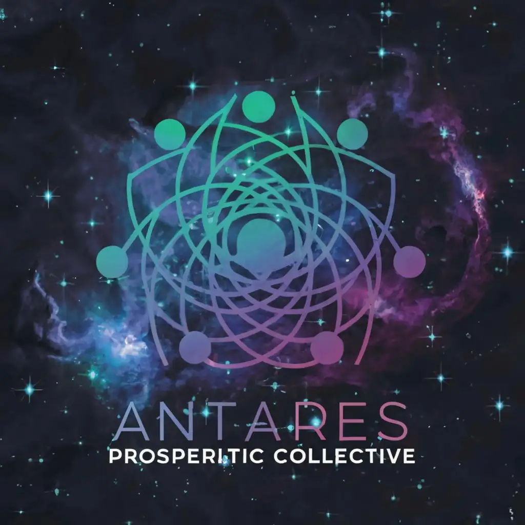 a logo design,with the text "Antares Prosperity Collective", main symbol:Galaxy,complex,be used in Technology industry,clear background