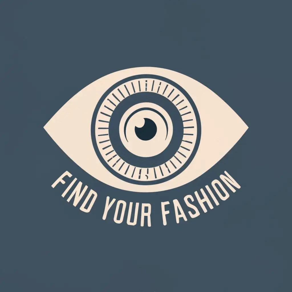 logo, eye, with the text "find your fashion", typography