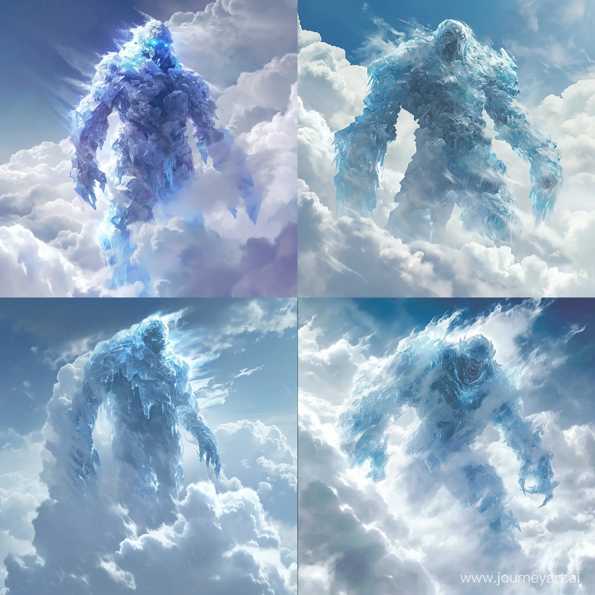 ice golem in clouds