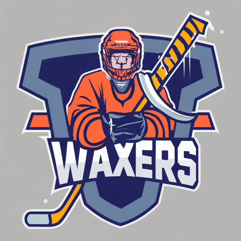 LOGO-Design-for-Waxers-Hockey-Fantasy-Team-Dynamic-Typography-Emblem-for-Sports-Enthusiasts