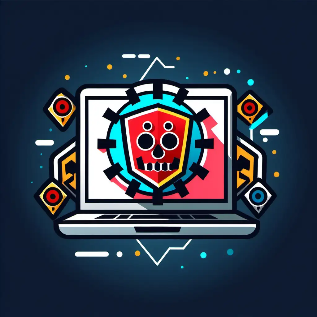 Vibrantly Colored Icon Illustrating Malware and Ransomware Threats