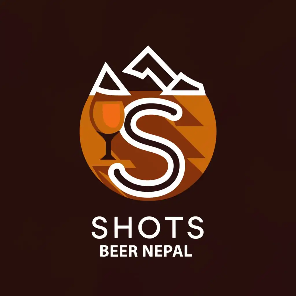 a logo design,with the text "Shots Nepal", main symbol:Shot, Wine,  Beer, Spirits, Letter S,Moderate,be used in Retail industry,clear background
