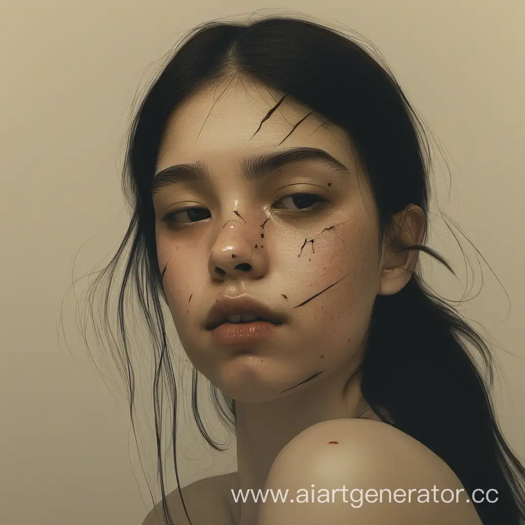 Portrait-of-a-Young-Woman-with-a-Subtle-Cheek-Scar