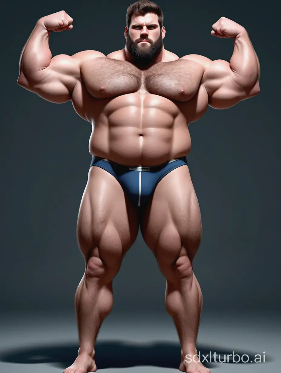 White skin and massive muscle stud, much bodyhair. Huge and giant and Strong body. Long and strong legs. 2m tall. very Big Chest. very Big biceps. 8-pack abs. Very Massive muscle Body. Wearing underwear. he is giant tall. very fat. very fat. very fat.Full Body diagram.long legs.long legs.