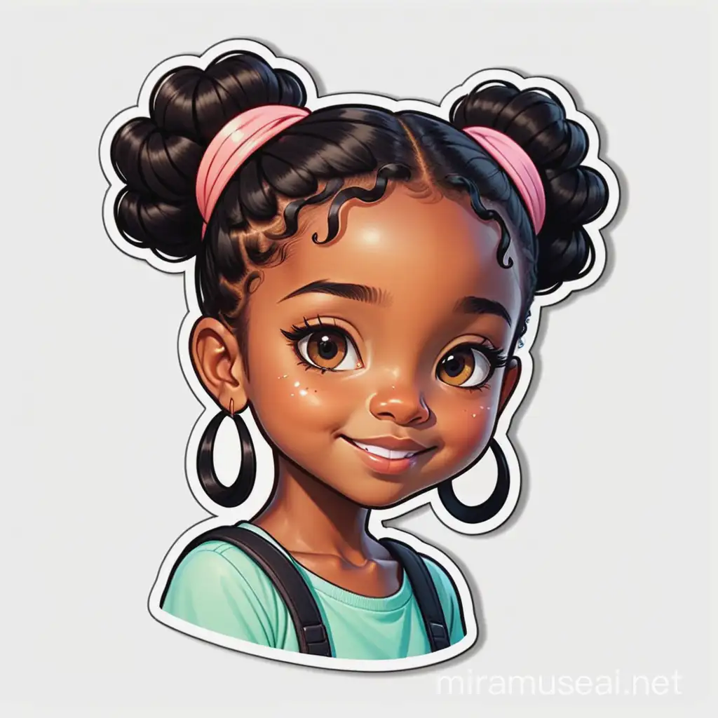 Cute Cartoon Black Girl Sticker with Playful Expression