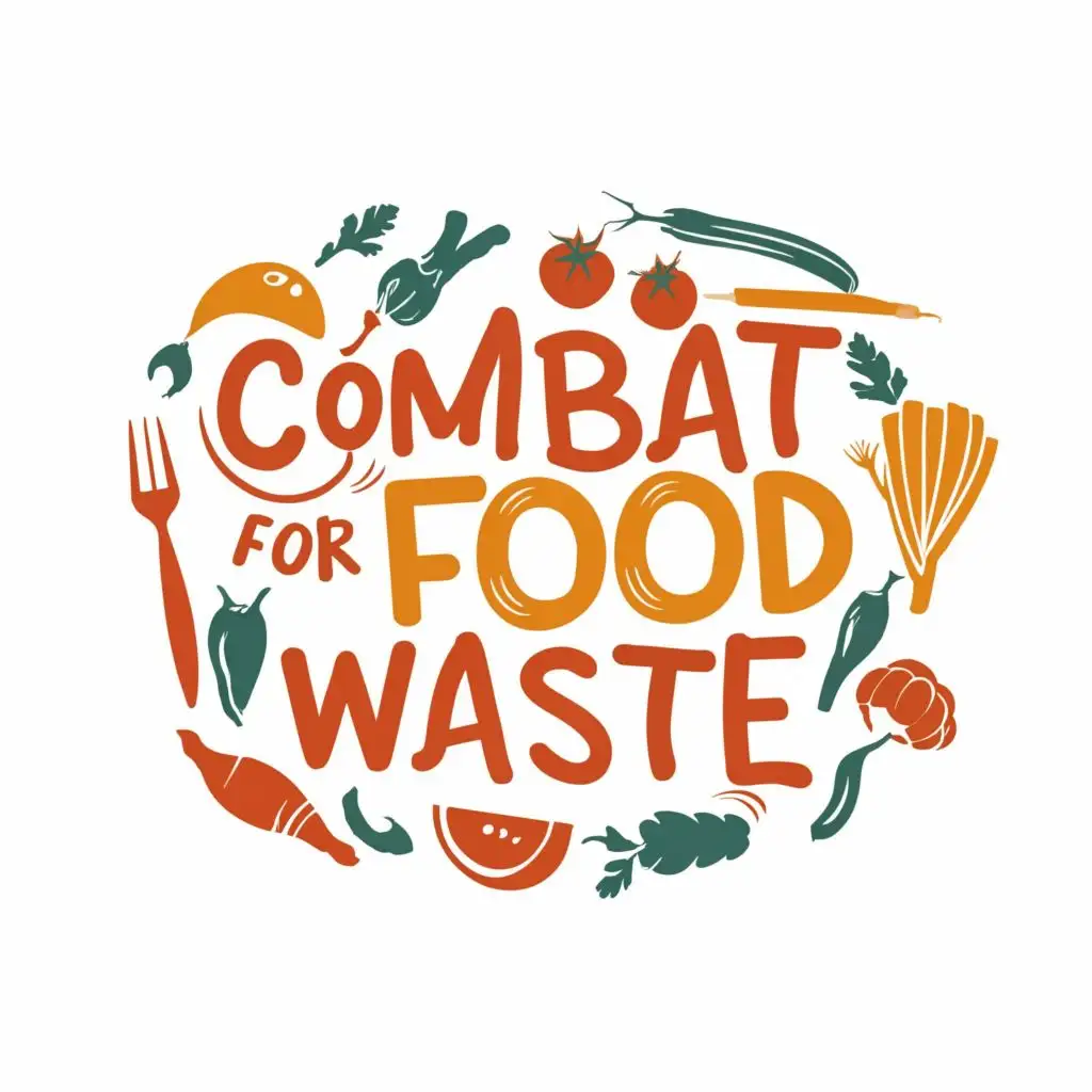 logo, food, with the text "combat for food waste", typography