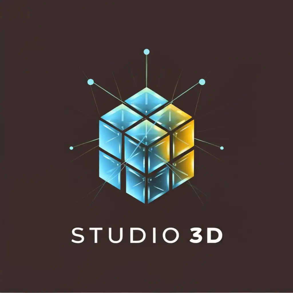 a logo design,with the text "studio 3D", main symbol:stacked glass cubes,Moderate,be used in Technology industry,clear background
