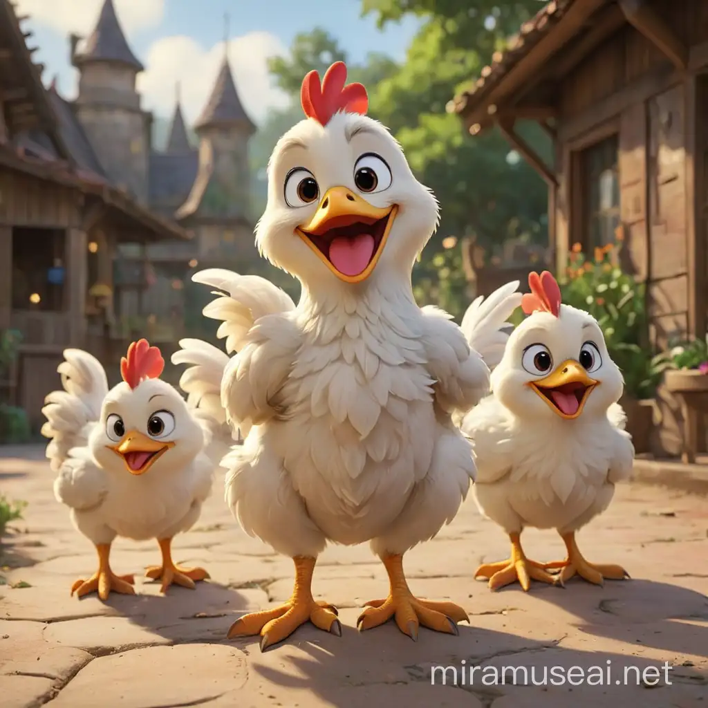 happy chicken, multiple posses, disney