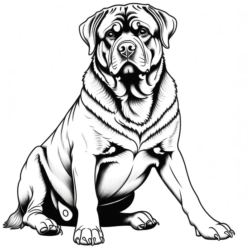 Relaxing Rottweiler Coloring Page for Adults