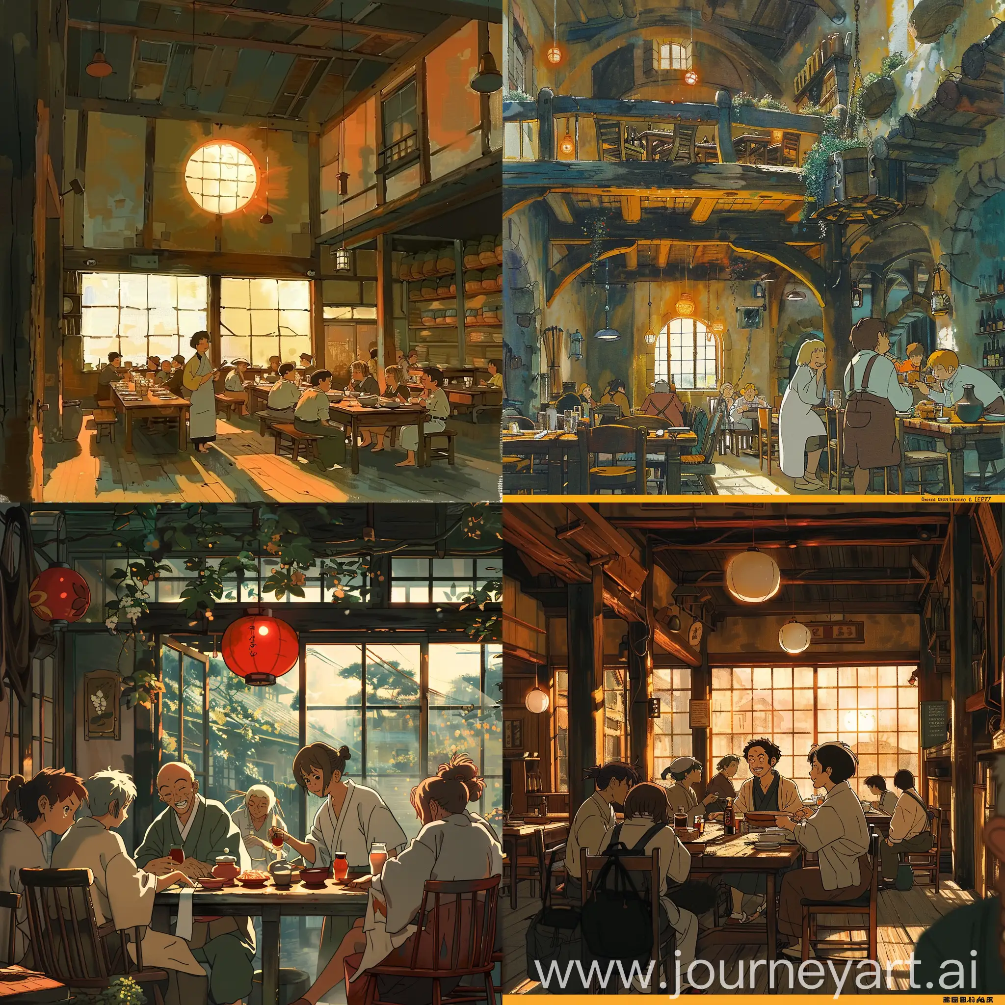 Folk, restaurant, 1557, happy, sun, ghibli, anime