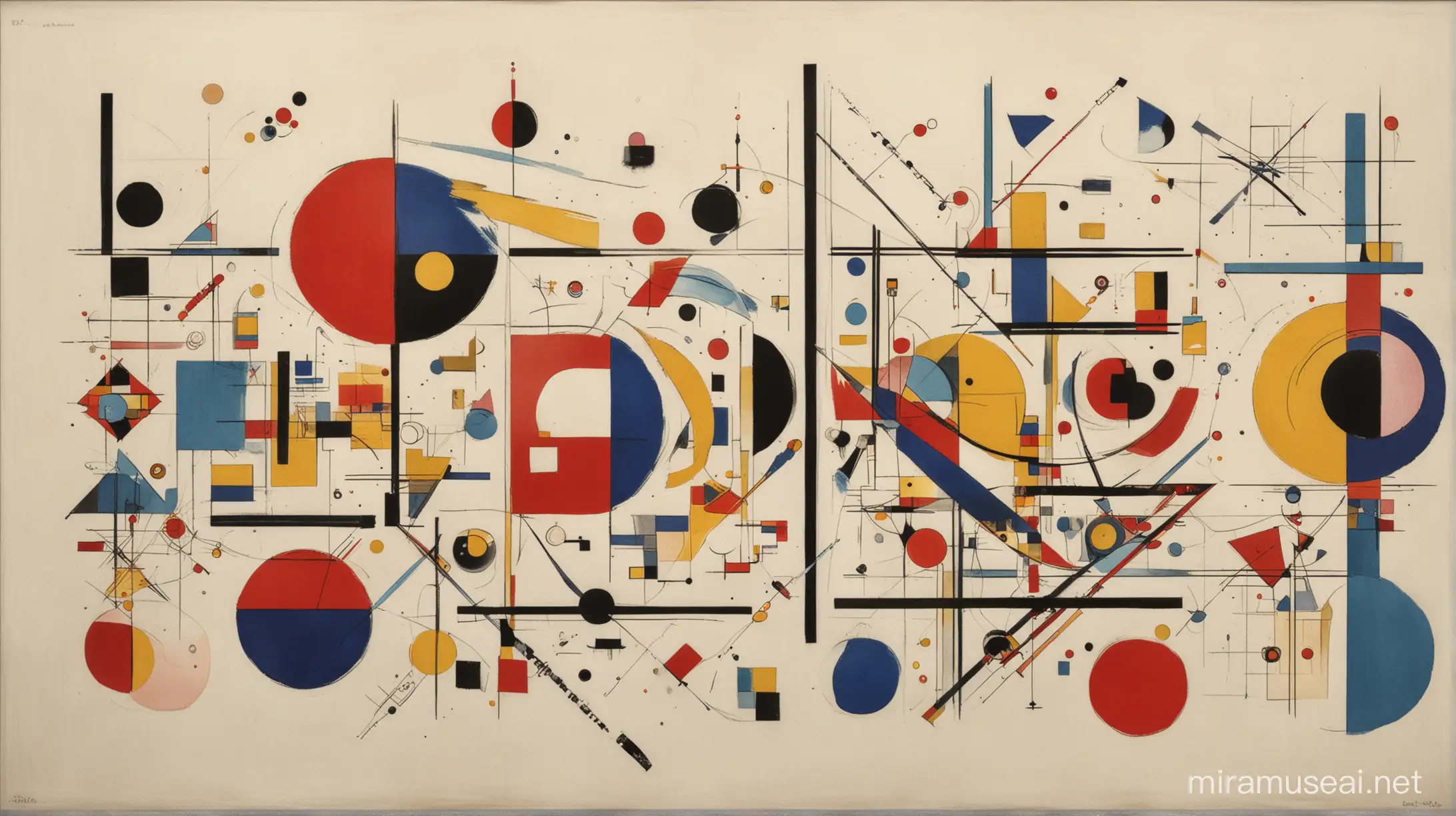 Abstract Fusion of Kandinsky and Mondrian Styles