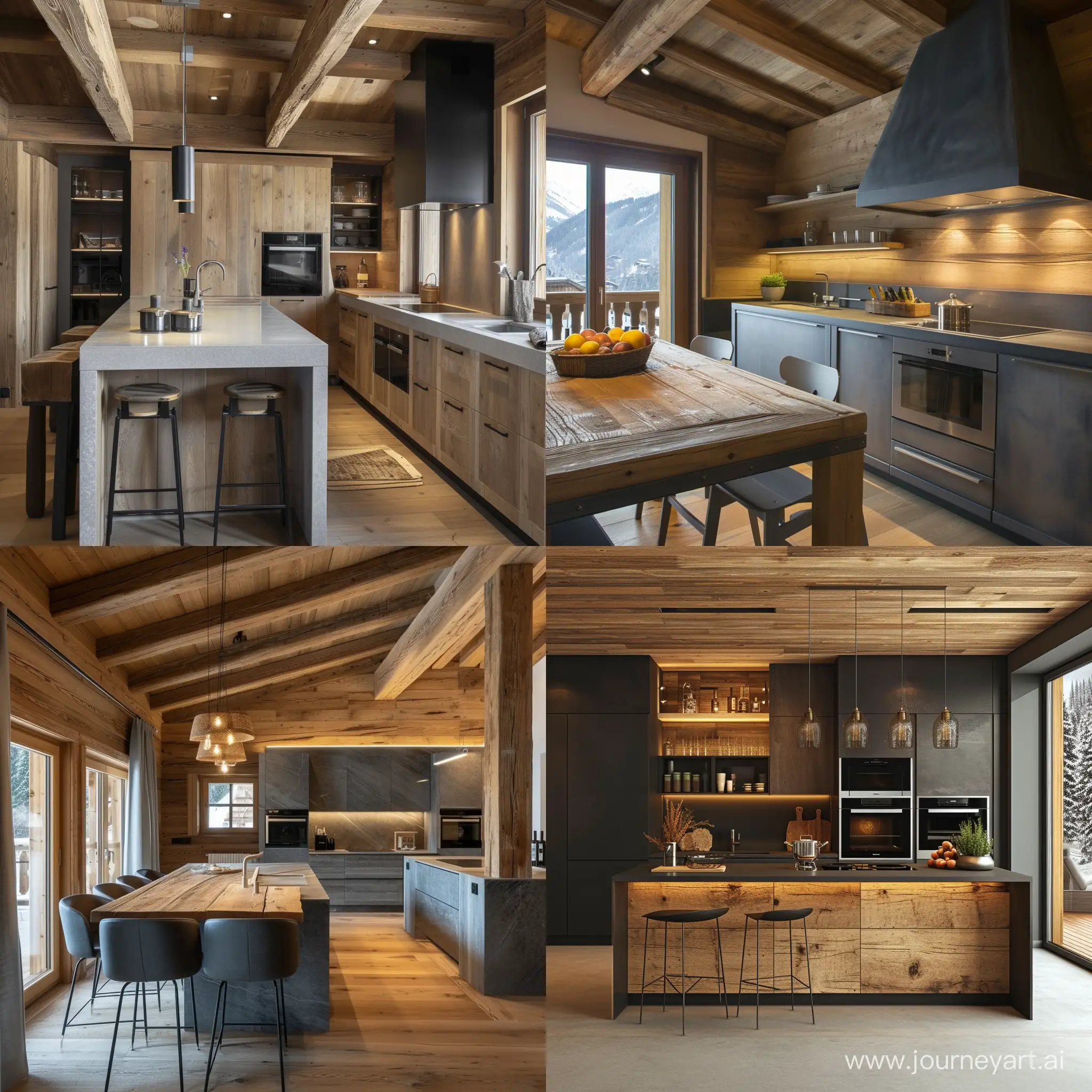 Chalet-Style-Kitchen-with-Straight-Facades