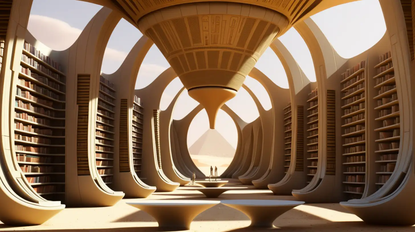 epic Futuristic egyptian library on Venus 