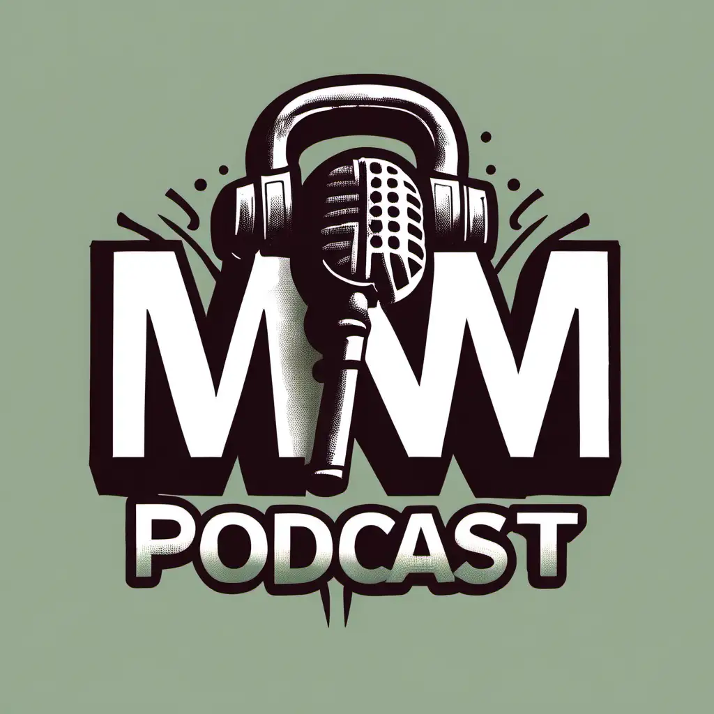 podcast logo that includes kettlebell, microphone and letters MNM