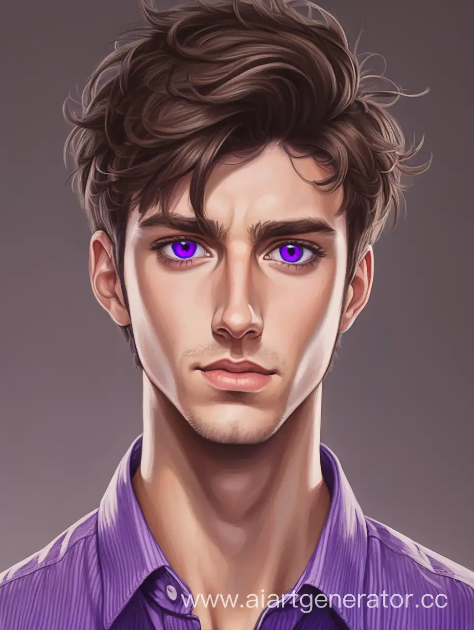 Young-Man-with-Unique-Purple-Eyes-and-Brunette-Hair-in-Casual-Attire