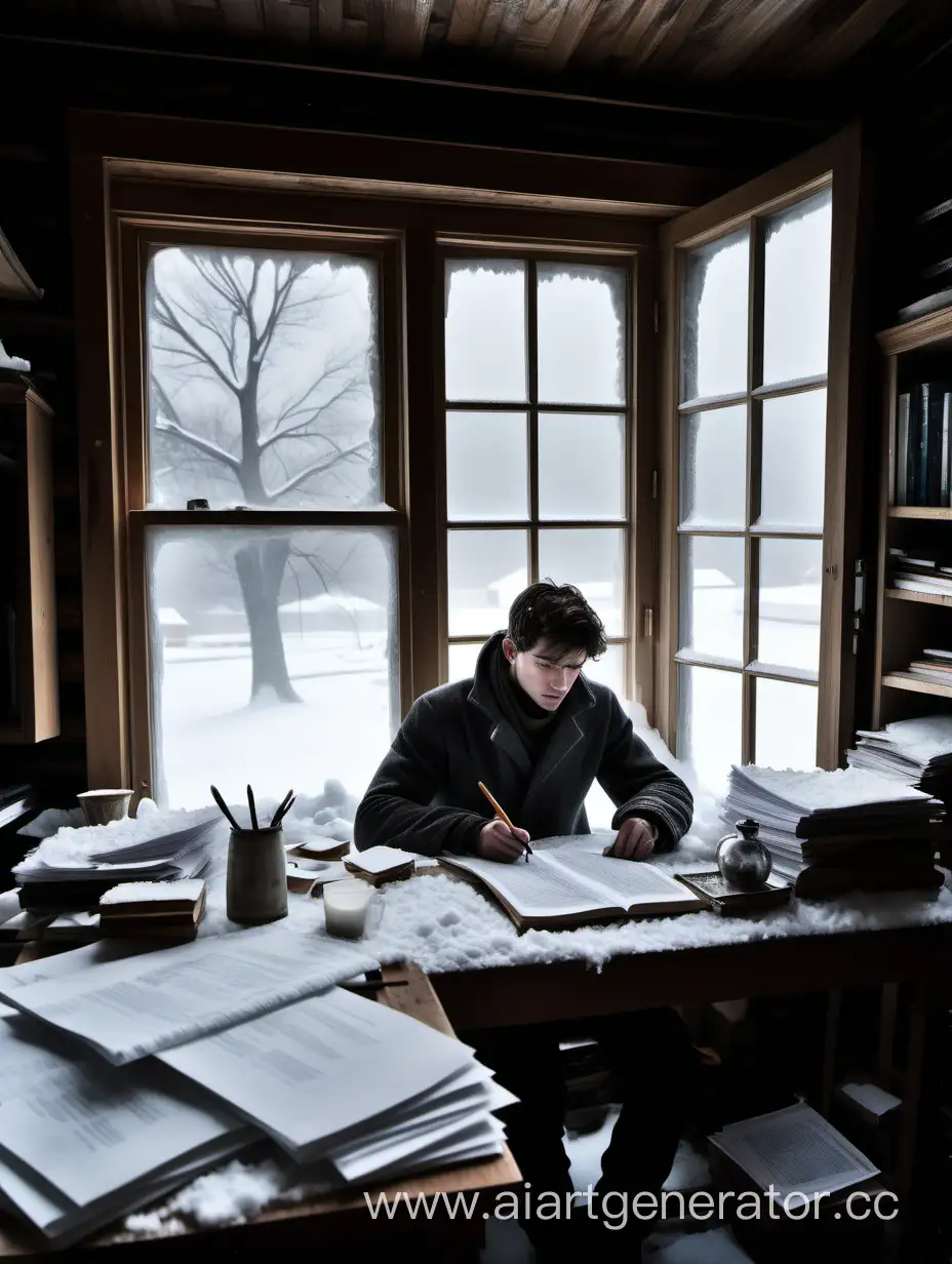 Snowy-Writers-Retreat-with-Unfinished-Manuscript